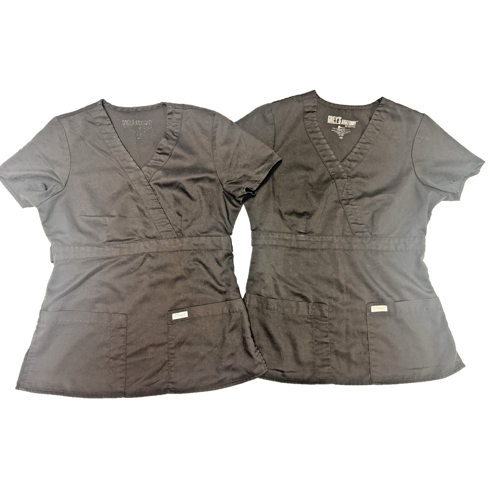Lot of 2 Greys Anatomy by Barco Scrub Top Women's Size XS Black